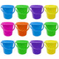 Podzly 12 Pack Beach Pails Sand Buckets - 7" Large Beach Pails with Handles for Kids - Colorful Beach Toys for Sand Molds & Castles - Great Sand