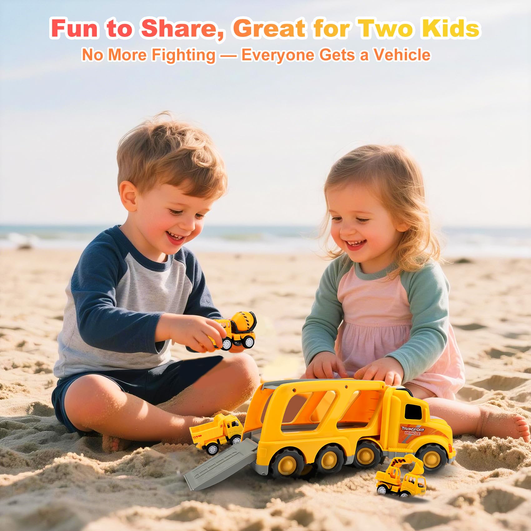 Nicmore Construction Truck Toddler Toys Car: Toys for 1 2 3 4 Year Old Boy 5 in 1 Carrier Toys for Kids Age 1-3 2-4| 18 Months 2 Year Old Boy