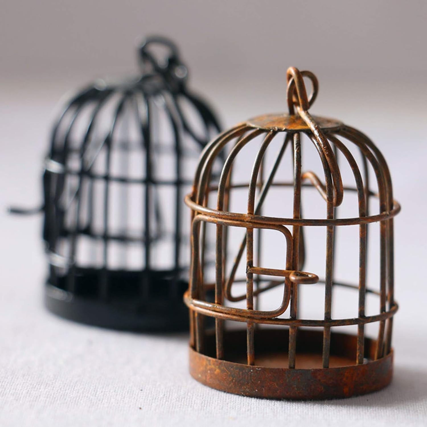 Dwuww Black Miniature Doll House Birdcage Ornament Model Home Desktop Decor Gift,Mini Miniature Doll Fairy Garden Ornaments Shelf Home Micro Landscape