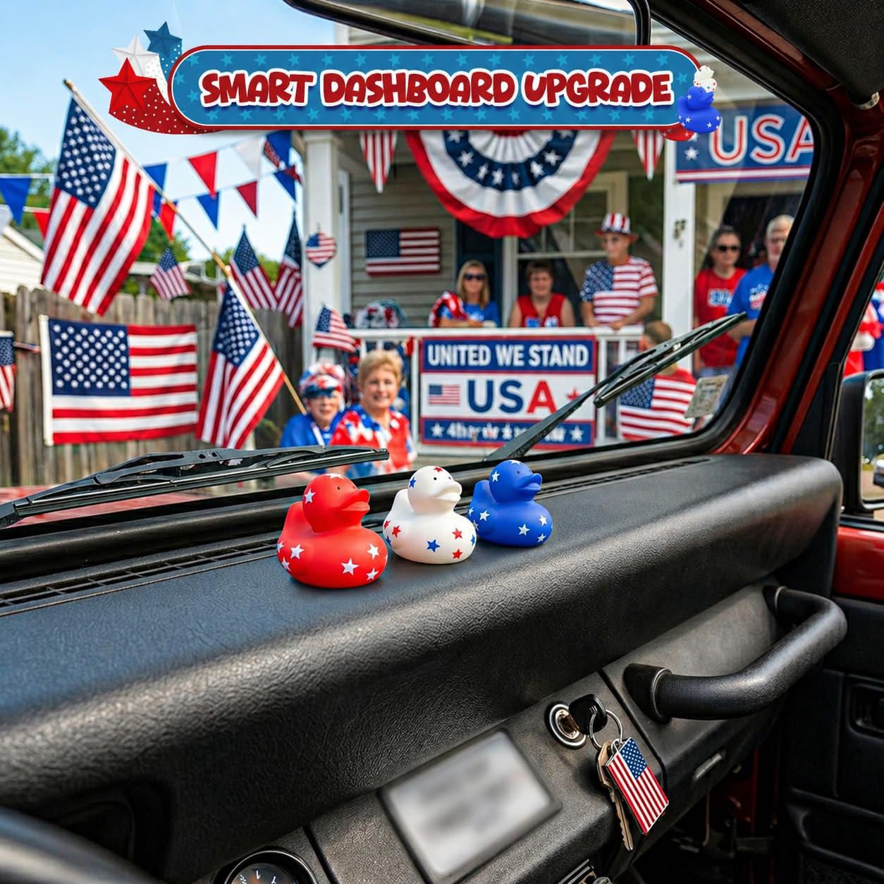 4E's Novelty Patriotic Rubber Ducks (24 Pack) Bulk 2" - 4th of July Party Favors, Patriotic Party Supplies Gifts toys for Kids Adults Fourth of July