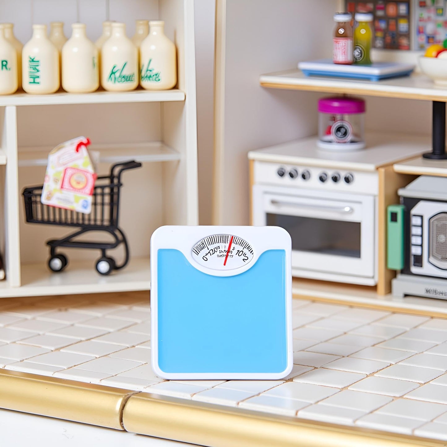 1Pc Blue 1/12 Miniature Weight Scale Dollhouse Decoration Accessories, DIY Doll House Kit