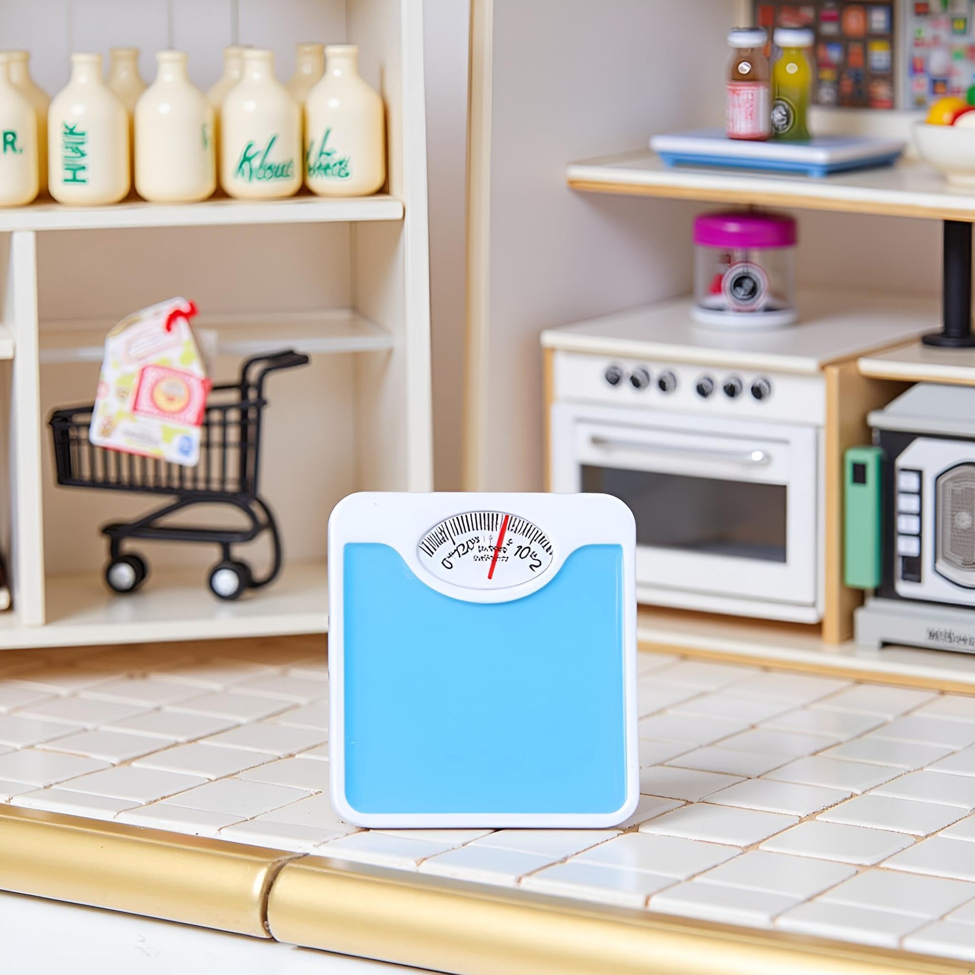 1Pc Blue 1/12 Miniature Weight Scale Dollhouse Decoration Accessories, DIY Doll House Kit