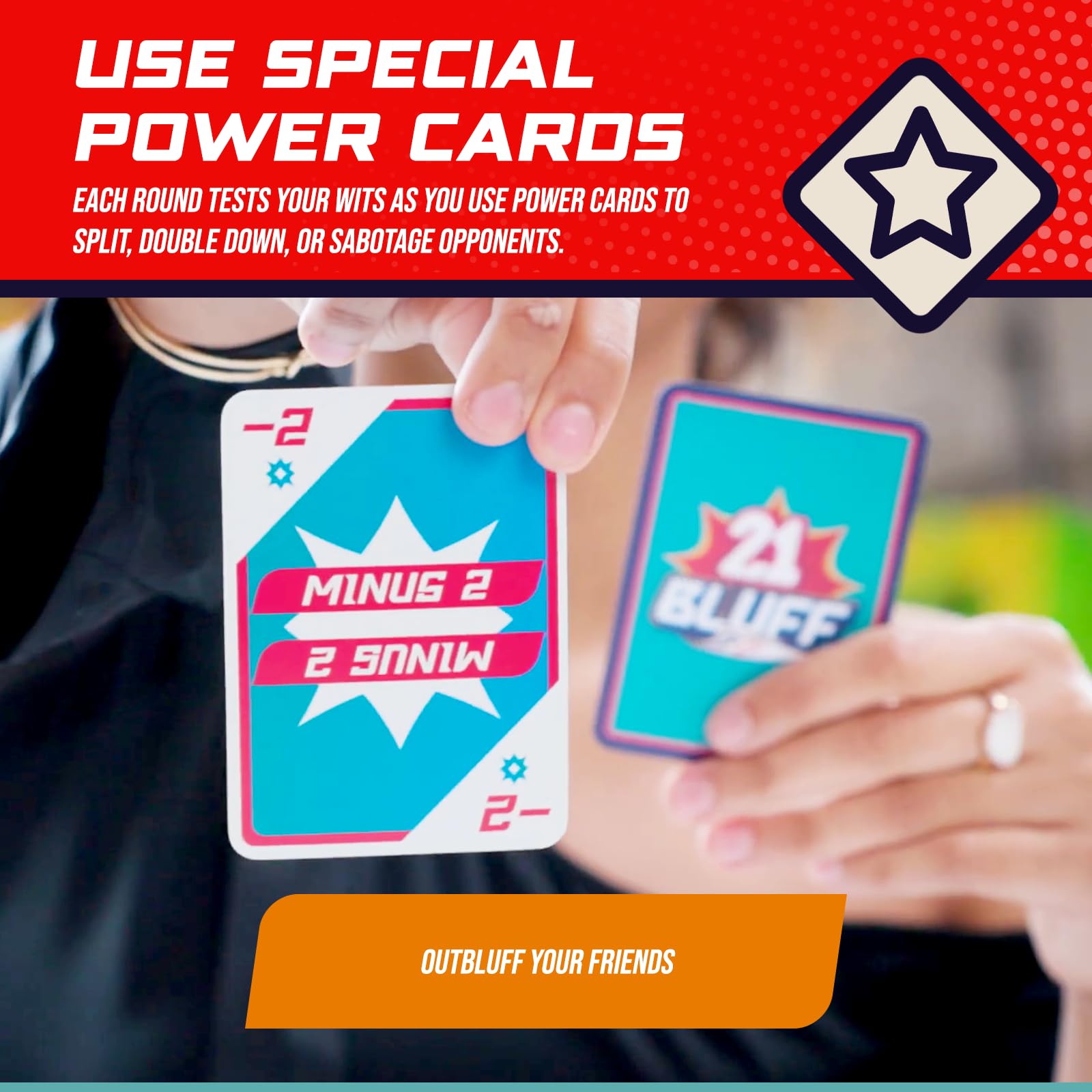 PLAYVIEW 21 Bluff - The Ultimate Bluffing & Strategy Card Game for Family Game Night-Fast-Paced & Hilarious Party Game - Outsmart & Outbluff to Win