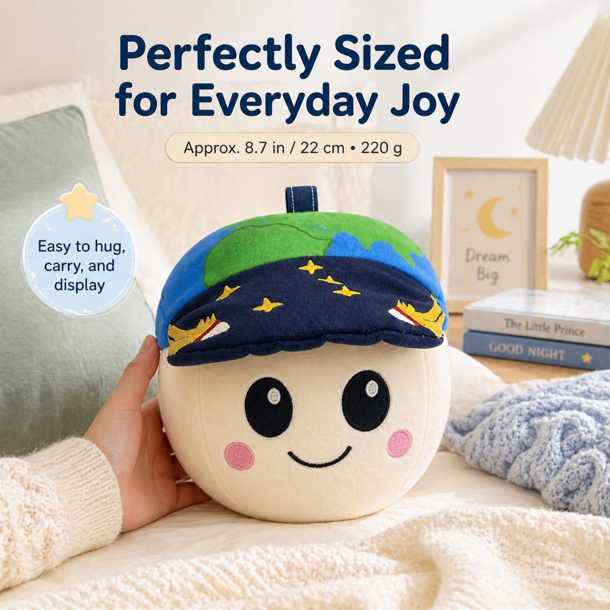 Lithosync 8.67Inch Artemis 2 Rise Plush Toy, Artemis II Moon Mission Stuffed Animal with Embroidered Starry Hat, Cute Space Mascot Pillow, Collectible