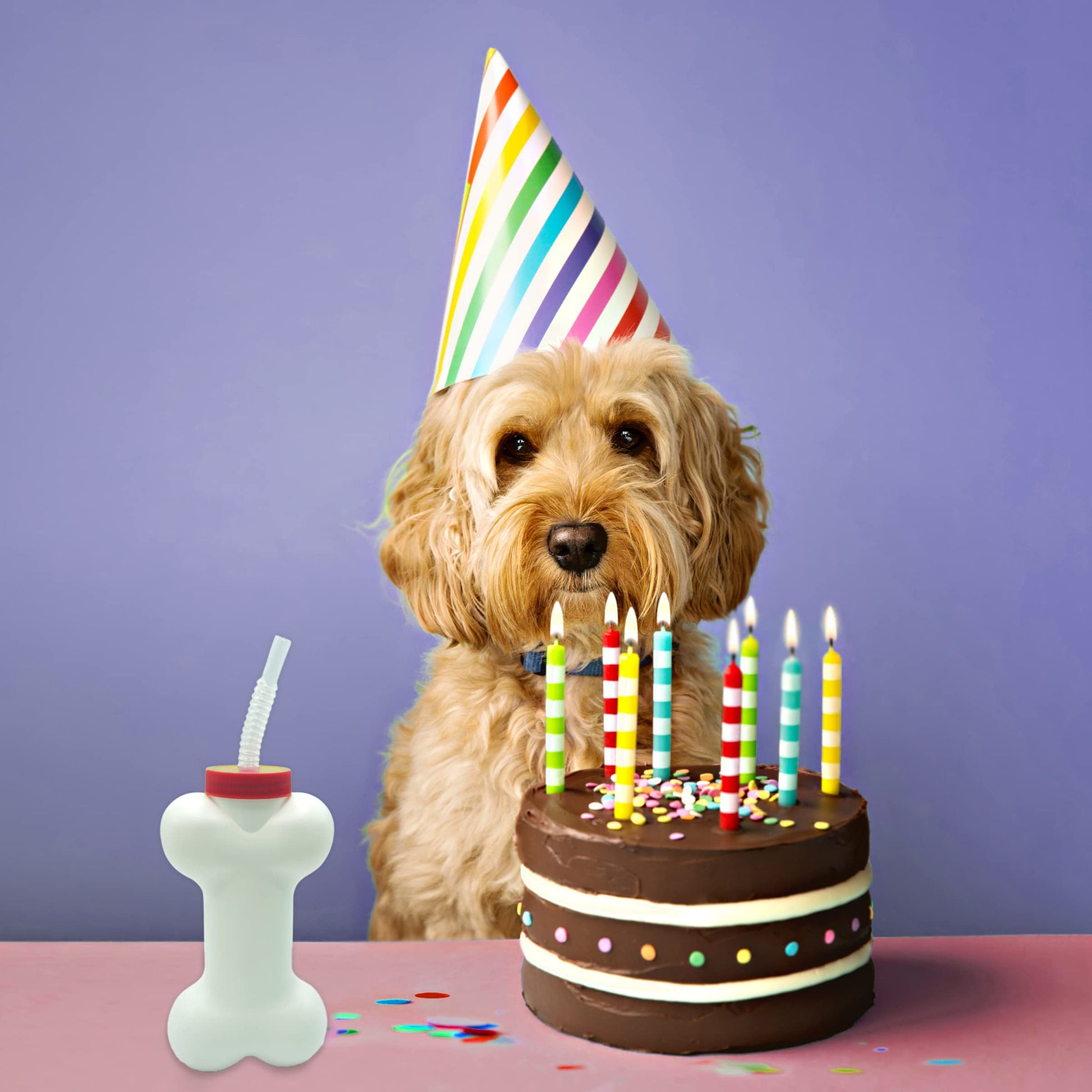 4E's Novelty Dog Bone Cups with Straw (6 Pack) 14 oz - Paw Dog Patrol Party Supplies, Birthday Party Supplies Decorations, Puppy Birthday Party Favors