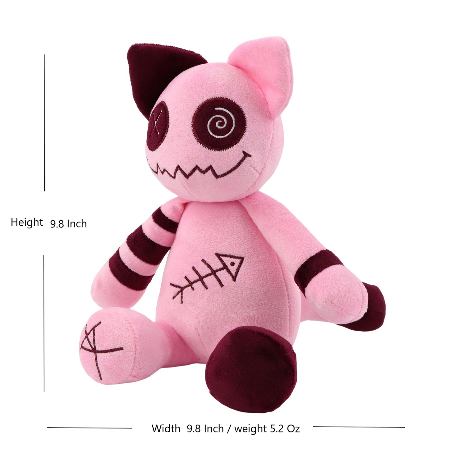 Bilibang Cat Plush,Gothic Style Pink Cat Plush, Zombies Cat Stuffed Animal