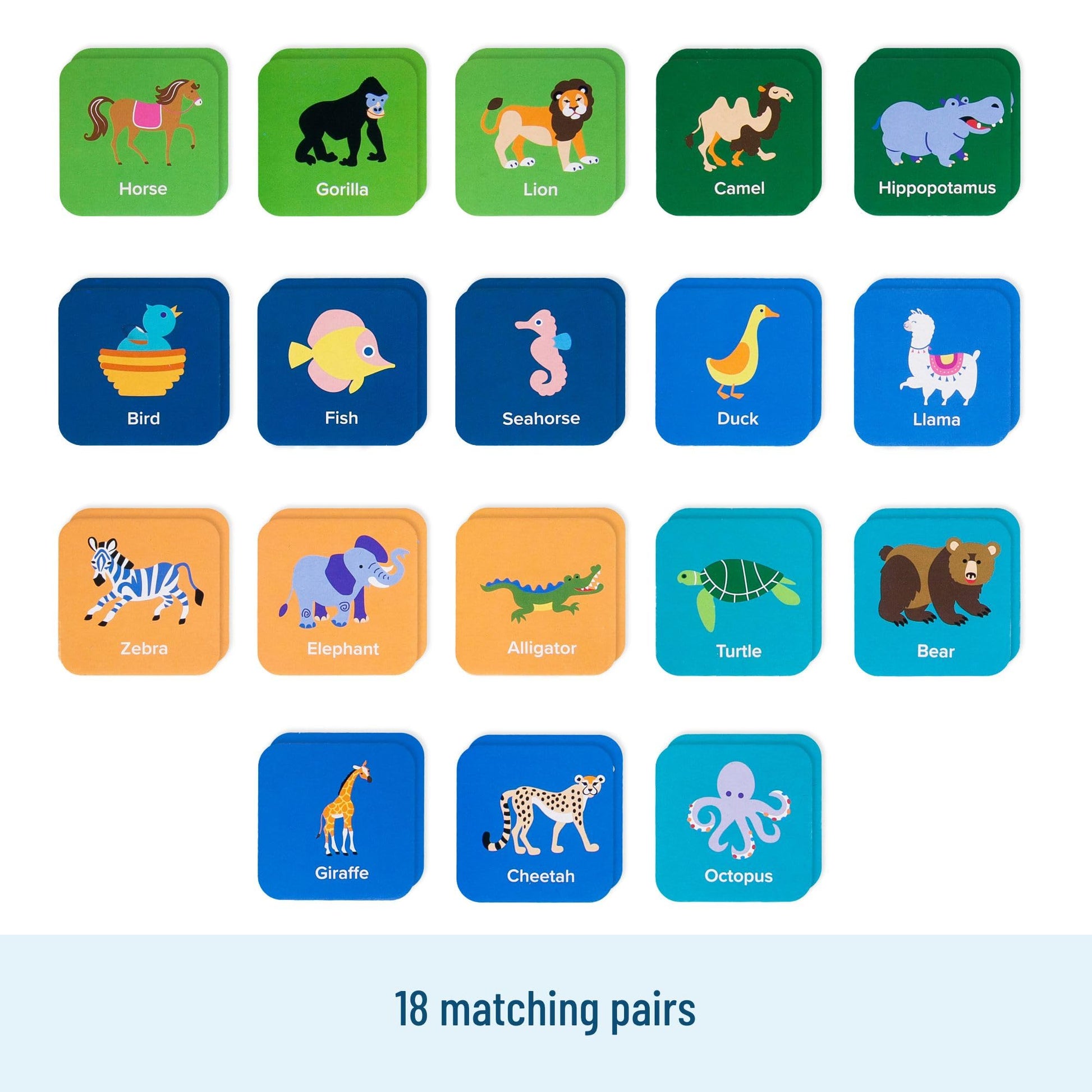 Wildkin Memory Matching Game - 18 Educational Pairs for Toddlers & Preschool - Animals