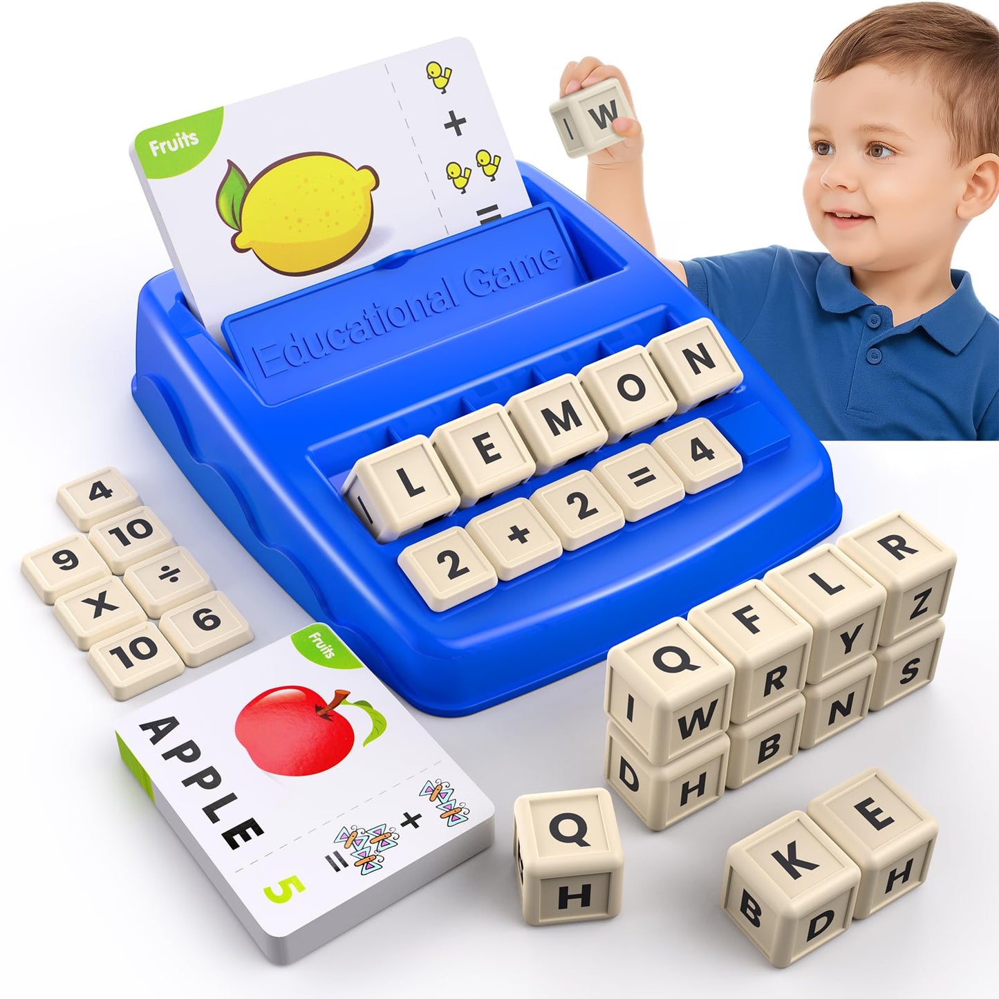 DEGIDEGI Educational Toys for Kids Ages 3-8, Matching Letter Spelling Math Counting Game,Learning Game for Preschool& Kindergarten Kids, Birthday