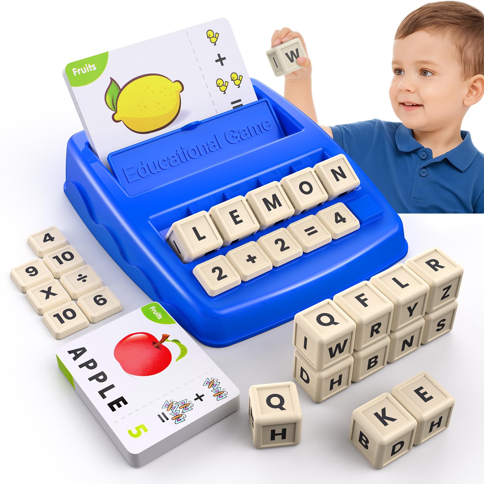 DEGIDEGI Educational Toys for Kids Ages 3-8, Matching Letter Spelling Math Counting Game,Learning Game for Preschool& Kindergarten Kids, Birthday
