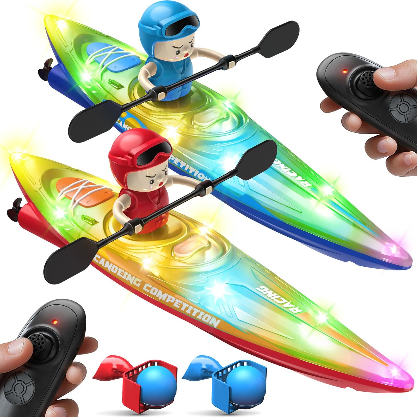 SYMA 2 Pack RC Boats for Kids 6-12, Dolphin Push-Ball Design