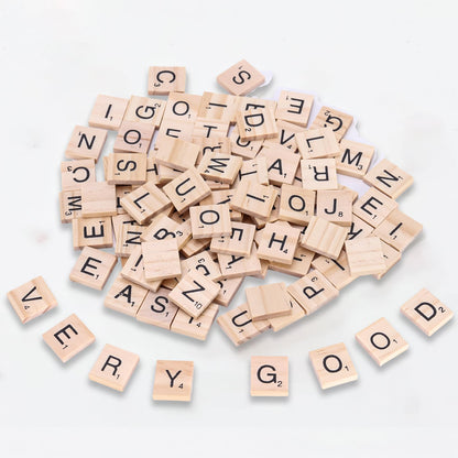 100 PCS Wood Letter Tiles Wooden Tiles
