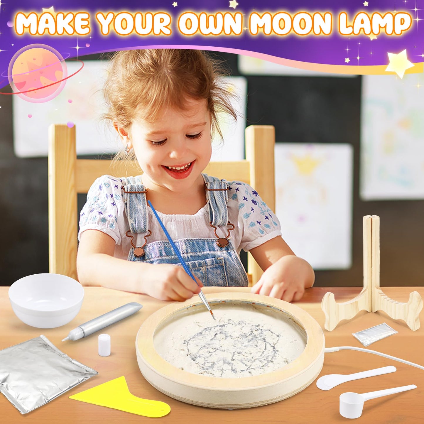 HCHILDHOOD DIY Moon Lamp Night Light Kit, Make Your Own Moon Lamp with Colourful RGB Light Arts and Crafts for Kids Ages 3-12, Creative Activity
