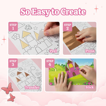 Luna Bear Foil It Fun Art Kit - Magical Princess & Unicorns Craft Set | Sparkly Foil Art for Kids Ages 4-8 | Mess-Free & Screen-Free Fun