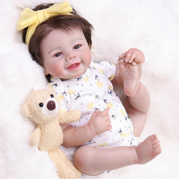 Tookyhill 18 Inch Realistic Reborn Baby Dolls Girl, Lifelike Newborn Baby Doll with Soft Vinyl Body & Accessories, Handmade Weighted Toddler Doll Gift