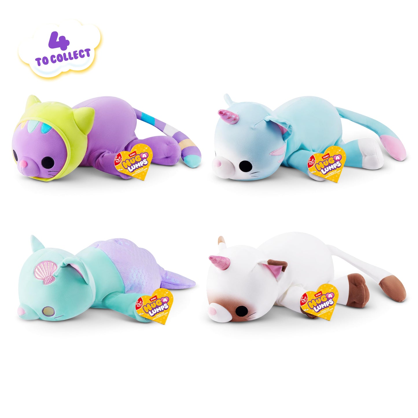 Hug-A-Lumps Kitty Collection Medium Weighted Plush (Myrtle) by ZURU- 1.5kg/3.3lbs Super-Soft Cuddly Squishy Stuffed Animal for Kids, Tweens, Teens