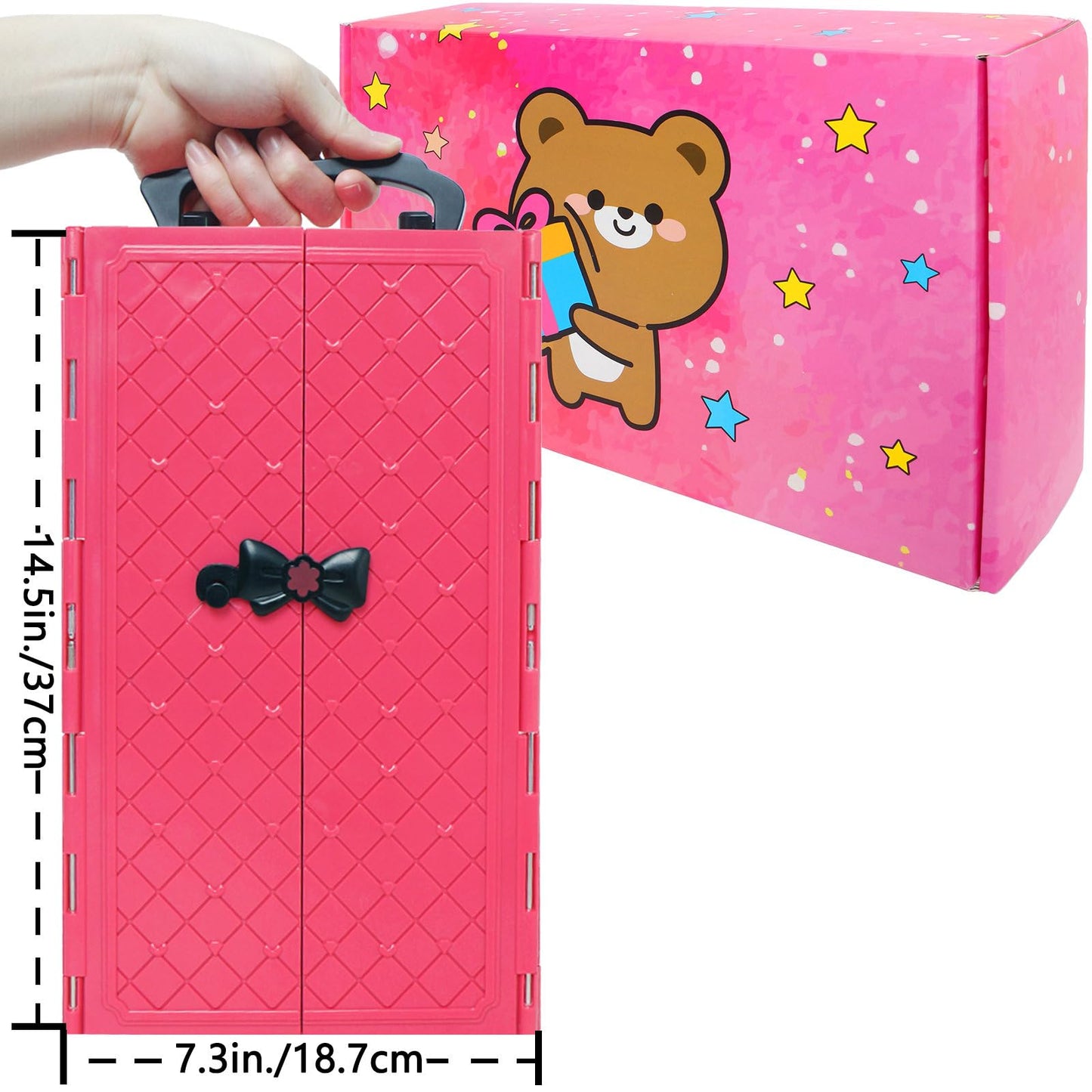 BJDBUS 127 Pcs Doll Wardrobe with Clothes and Accessories, Closet Set for 11.5 Inch Girl Doll Storage Wedding Gown Fashion Dresses Skirts Tops Pants