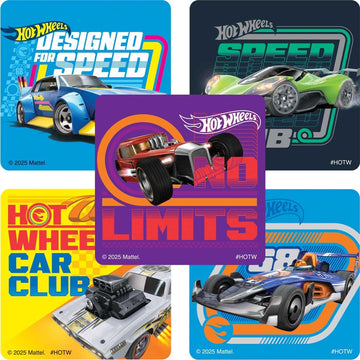 SmileMakers Hot Wheels Birthday Party Stickers - 100 Pack Race Car Decorations & Classroom Rewards | Teacher Supplies for Students | Boy Party Favors