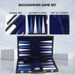 GSE Premium Leather Backgammon Board Game Set, Black&Blue, Medium