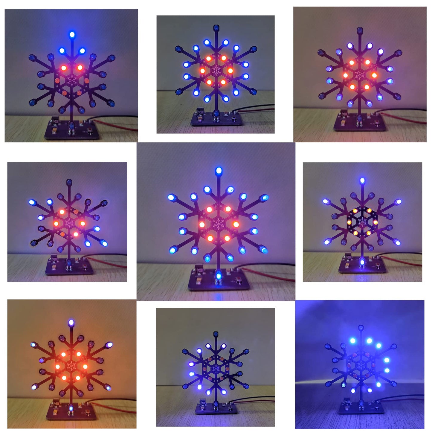 VOGURTIME Soldering Practice Kit Snowflake Shaped LED Project Kit for School and Home Teaching Learning Electronic, Ideal Gift for Family and Friends
