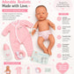 JC Toys 17" Realistic Newborn Baby Girl Doll - Made in Spain, Soft Vinyl Body with Accessories, Dressed in Pink