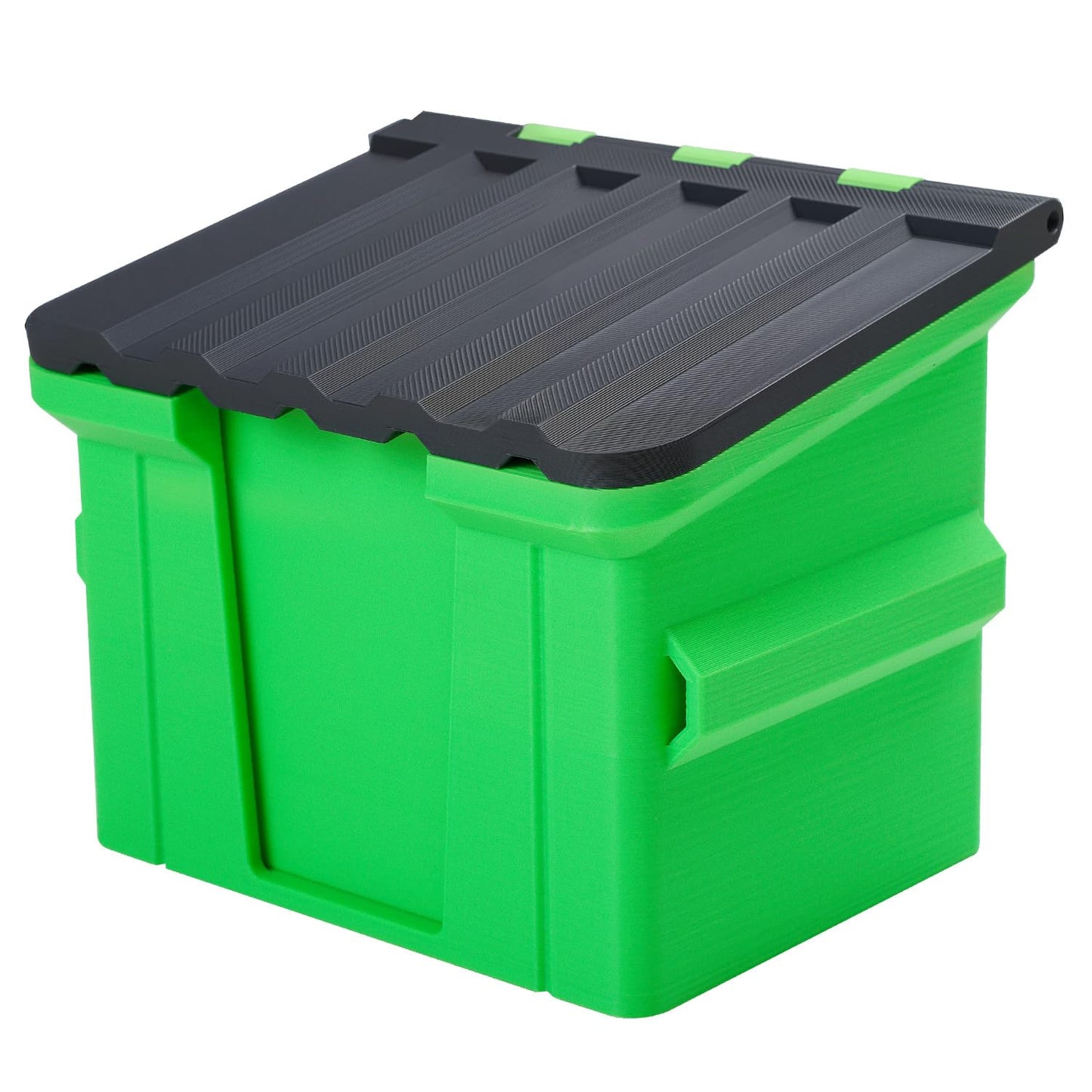 Ravonixis MTG Dumpster Deck Box Commander Box-Holds 100+ Sleeved Cards-Funny Commander case with Inner Tray -3D Printed Green Trash Bin for MTG Great