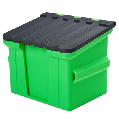 Ravonixis MTG Dumpster Deck Box Commander Box-Holds 100+ Sleeved Cards-Funny Commander case with Inner Tray -3D Printed Green Trash Bin for MTG Great
