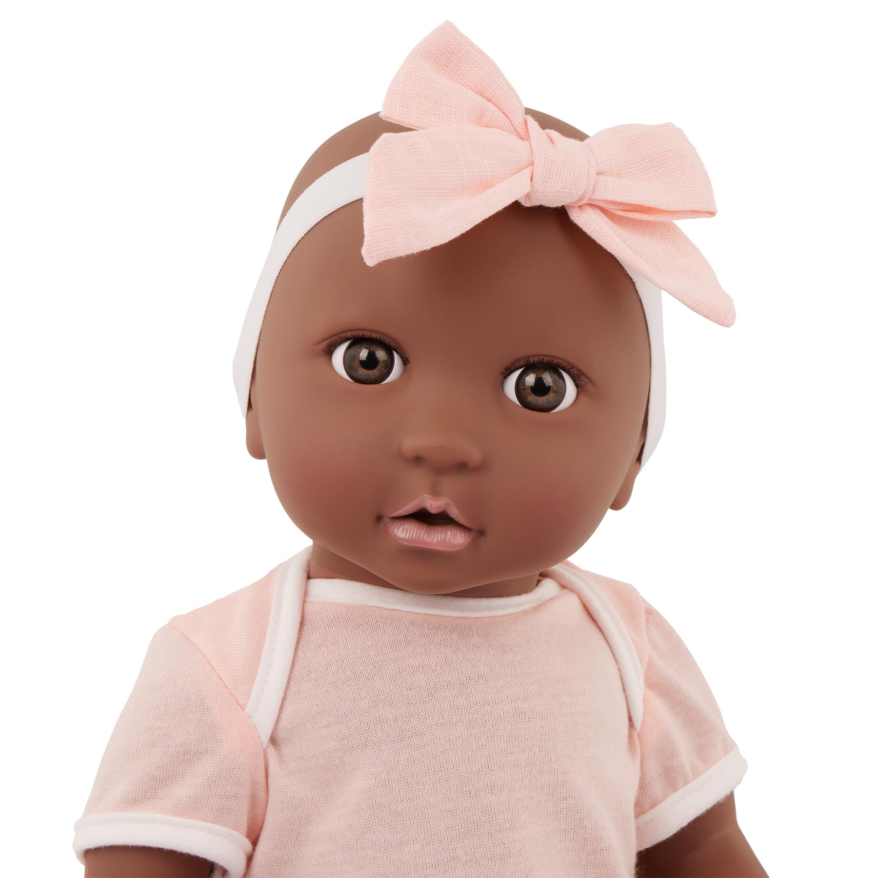 LullaBaby - 14-Inch Realistic Baby Doll - Floral Swaddle & Pink Bow Headband - Hazel Eyes & Warm Skintone - Pretend Play 2+ Years- Baby Doll & Floral