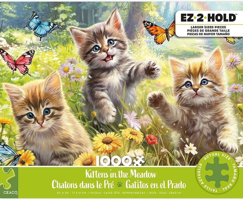 Ceaco - Kittens in the Meadow - 1000 Large Piece Jigsaw Puzzle for Adults