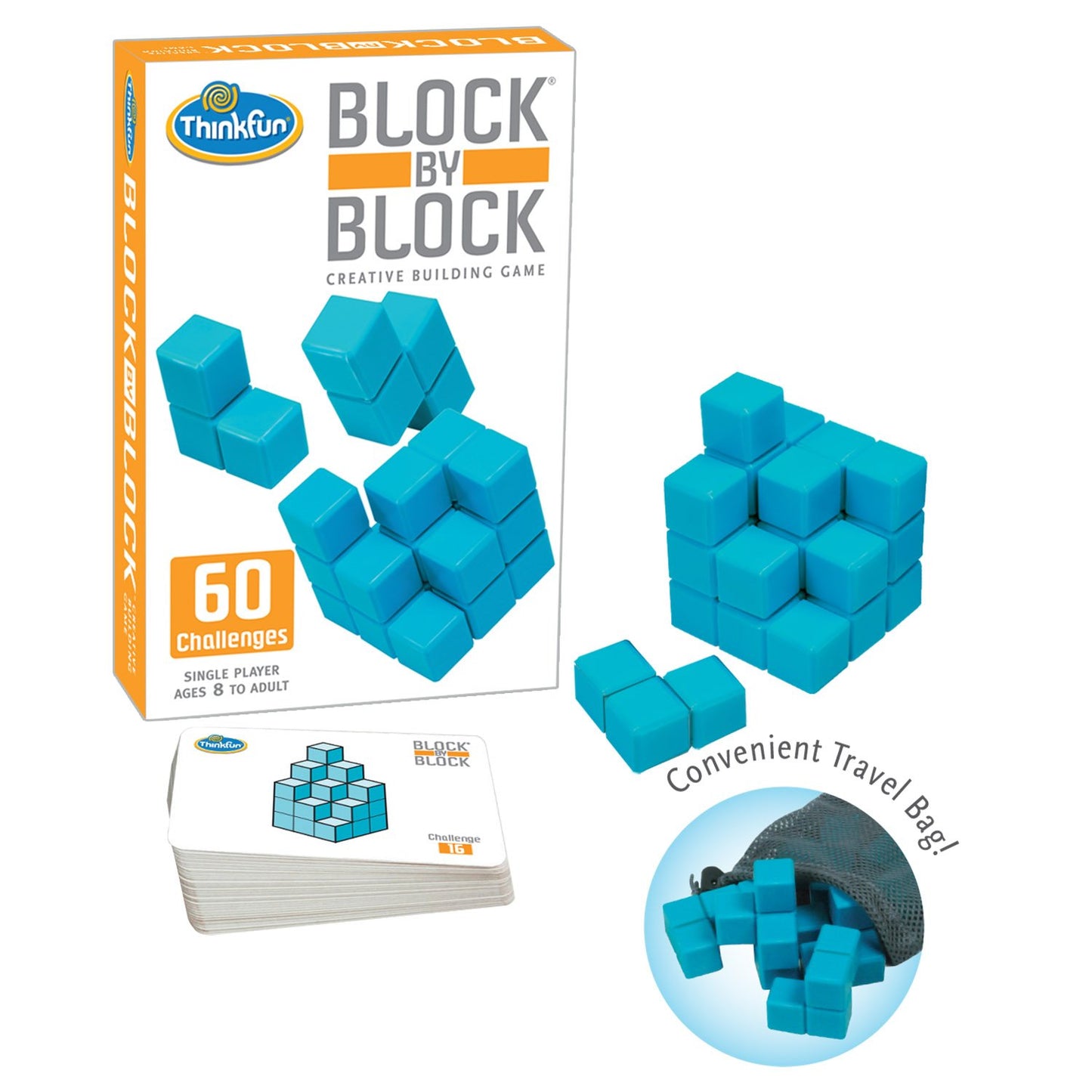 ThinkFun Block by Block - Engaging 3D Puzzle Game | Enhances Architectural Skills | Mind Teaser for Ages 8 and Up | Travel-Friendly with Game-Go