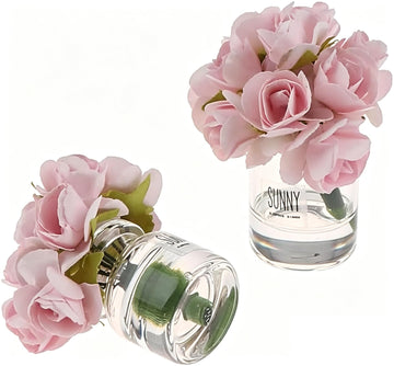 2Pcs Miniature Flowers Vases with Realistic Handmade Rose,1:12 Scale Dollhouse Miniature Flower in Vase Dollhouse Scenes, Micro Landscape Decorations