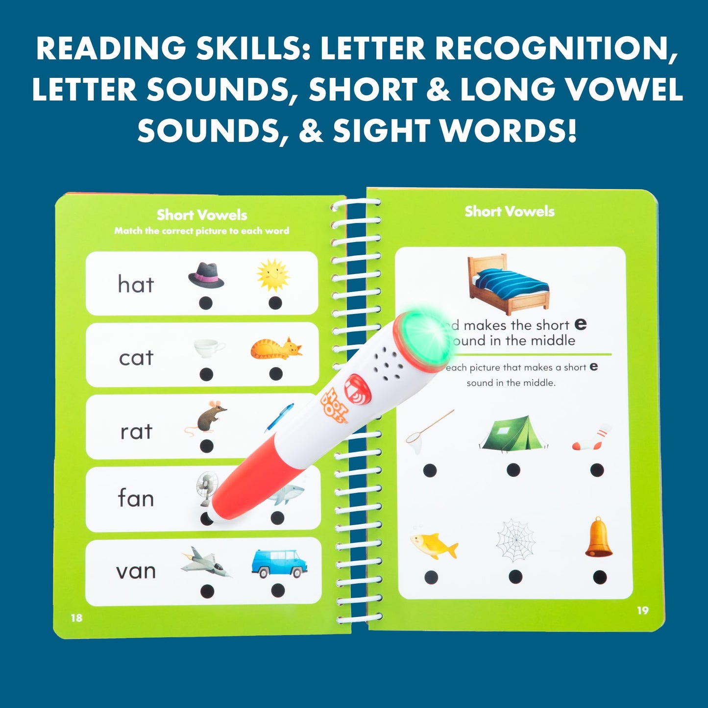 Educational Insights Hot Dots Kindergarten Essentials: Reading & Math Workbook - Kindergarten Workbooks with Interactive Pen, Homeschool Learning