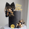 Happy Birthday Cake Topper Black Gold Ball Cake Decorations
