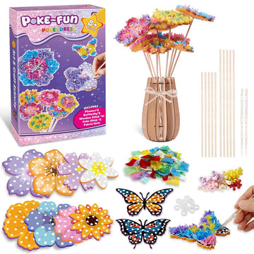FORESTDREAM DIY Push-in Flower Bouquet Craft Kit, Creative Arts & Crafts Toys for Girls Ages 4-12, Fun Activity with 8 Flowers & 2 Butterflies