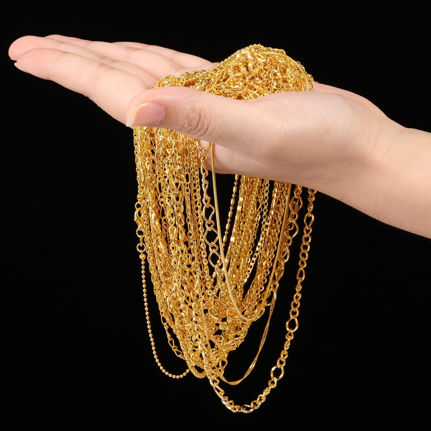 Blulu 24 Pcs Silver or Gold Plated DIY Chain Necklace for Jewelry Making Supplies and Craft(24 Inch,Gold)