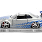 Jada Toys Fast & Furious 1:24 Scale Anniversary Edition 2002 Nissan Skyline GT-R (BNR34) Die-Cast Car with Brush Metal Finish - Collector Hobby