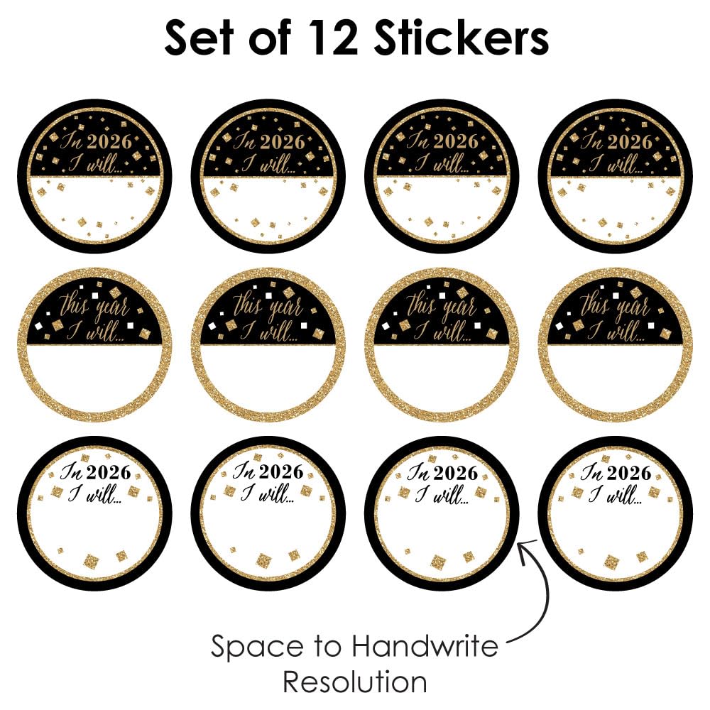 Big Dot of Happiness New Year's Eve - Gold - 2026 New Years Eve Party Funny Name Tags - Party Badges Sticker Set of 1