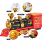TEMI Train Set for Kids Toddlers 3-5, Train with Steam Engine, Cargo Car and Long Track, Rechargeable Battery Play Red Train Toys with Smoke, Light