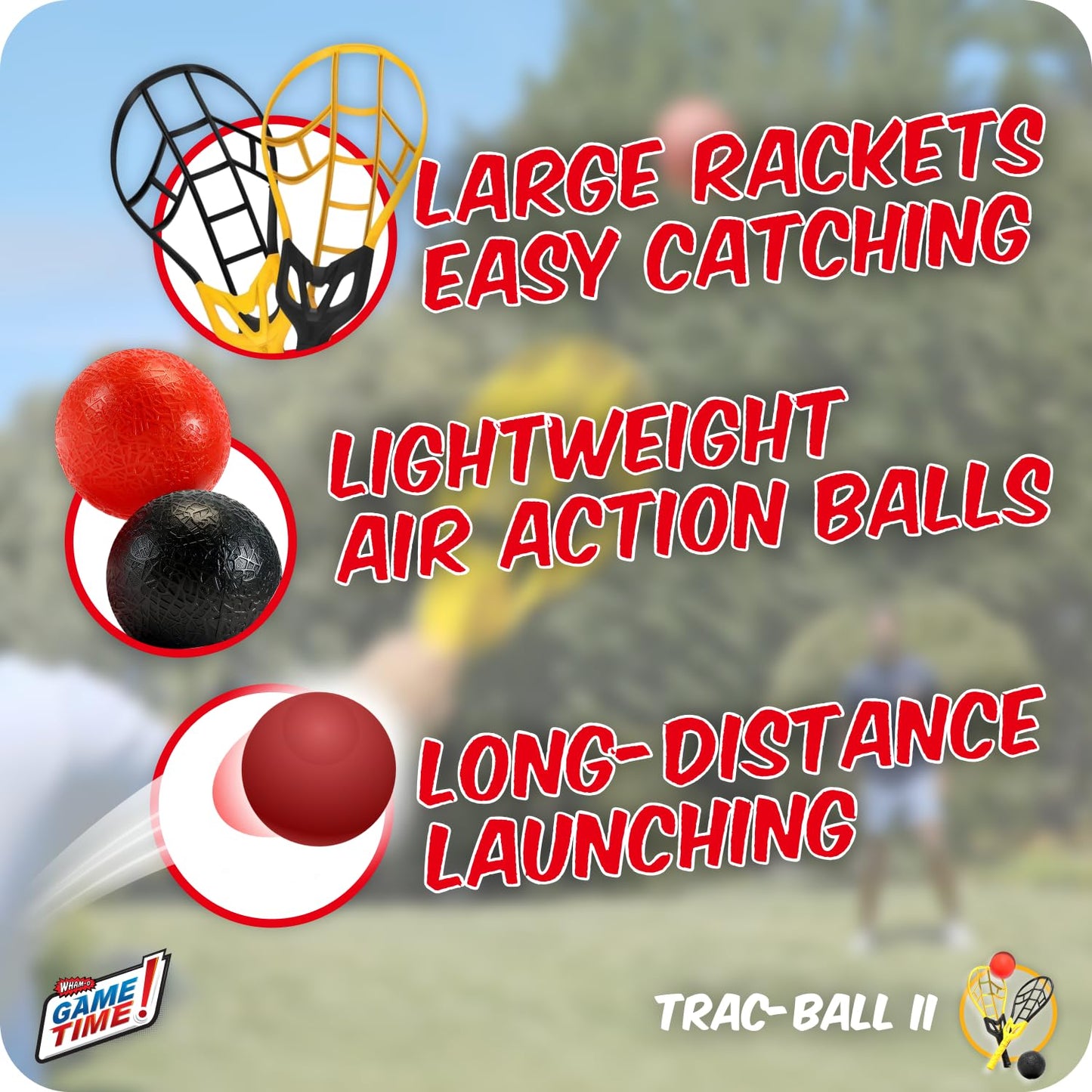 Wham-O Game Time Trac-Ball II | 2 Rackets & 2 Air Action Balls | Outdoor Play for Kids & Adults of All Ages | Original Tracball & Other Outdoor Games