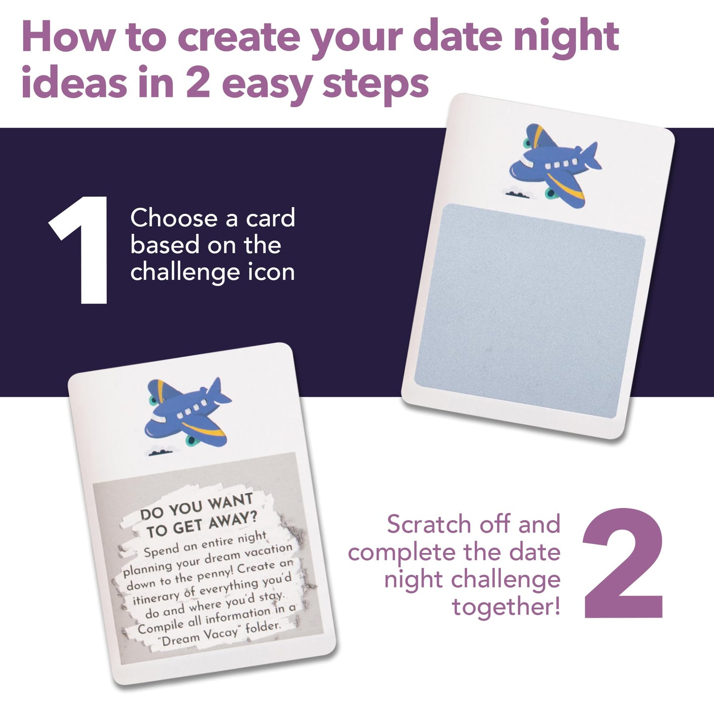 Mix It Up Scratch Off Date Night Ideas Deck - 52 Couples Dates, Challenges, Easy to Plan Adventures, Gift Idea for Newlyweds, Bridal Shower, Wedding