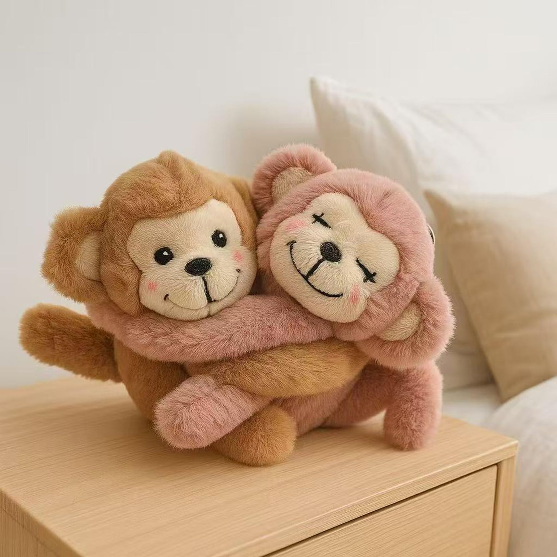 Plushland Magnetic Plush Pair - Couple Stuffed Animals Set Pairs Plush Toys for Best Friends & Kids - Huggable Monkey-Ready Emotional Support Toy
