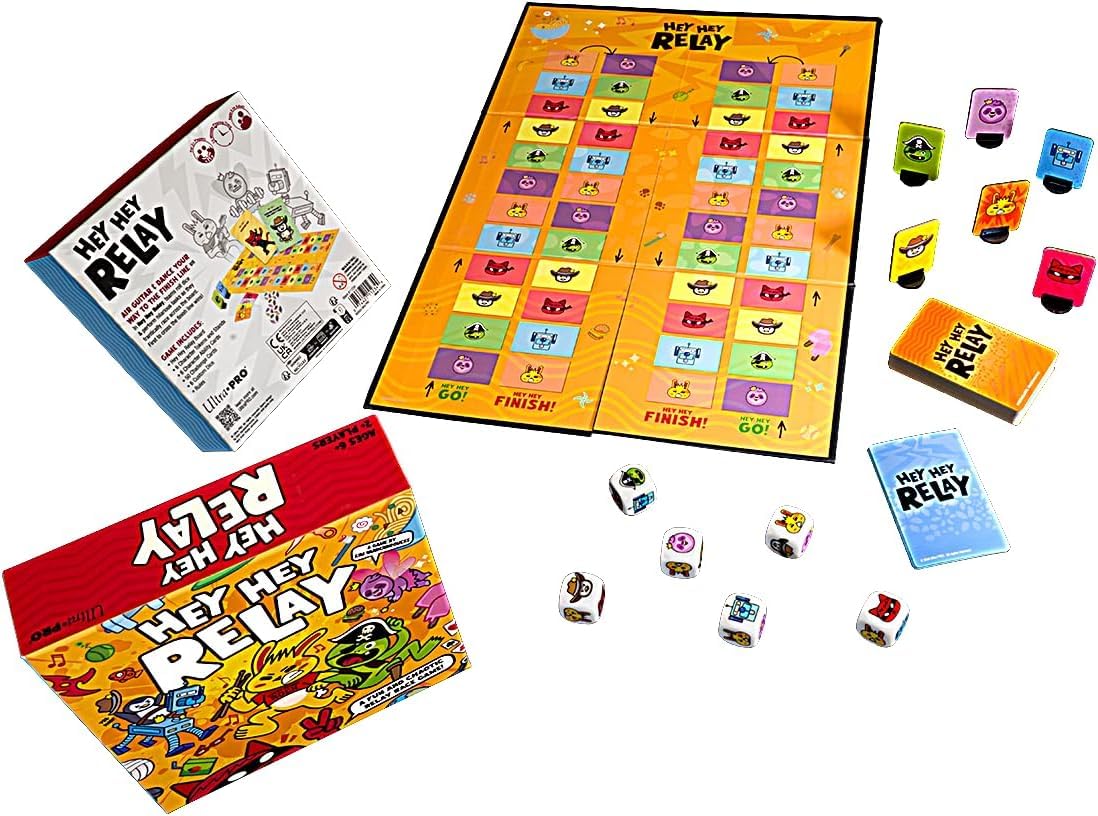 Ultra PRO - Hey Hey Relay, Exciting Fun Family Fast-Paced Relay Race Board Game, for Game Lovers
