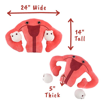 GIANT MICROBES Uterus Plush 24" - Uterus Pillow with Detachable Ovaries