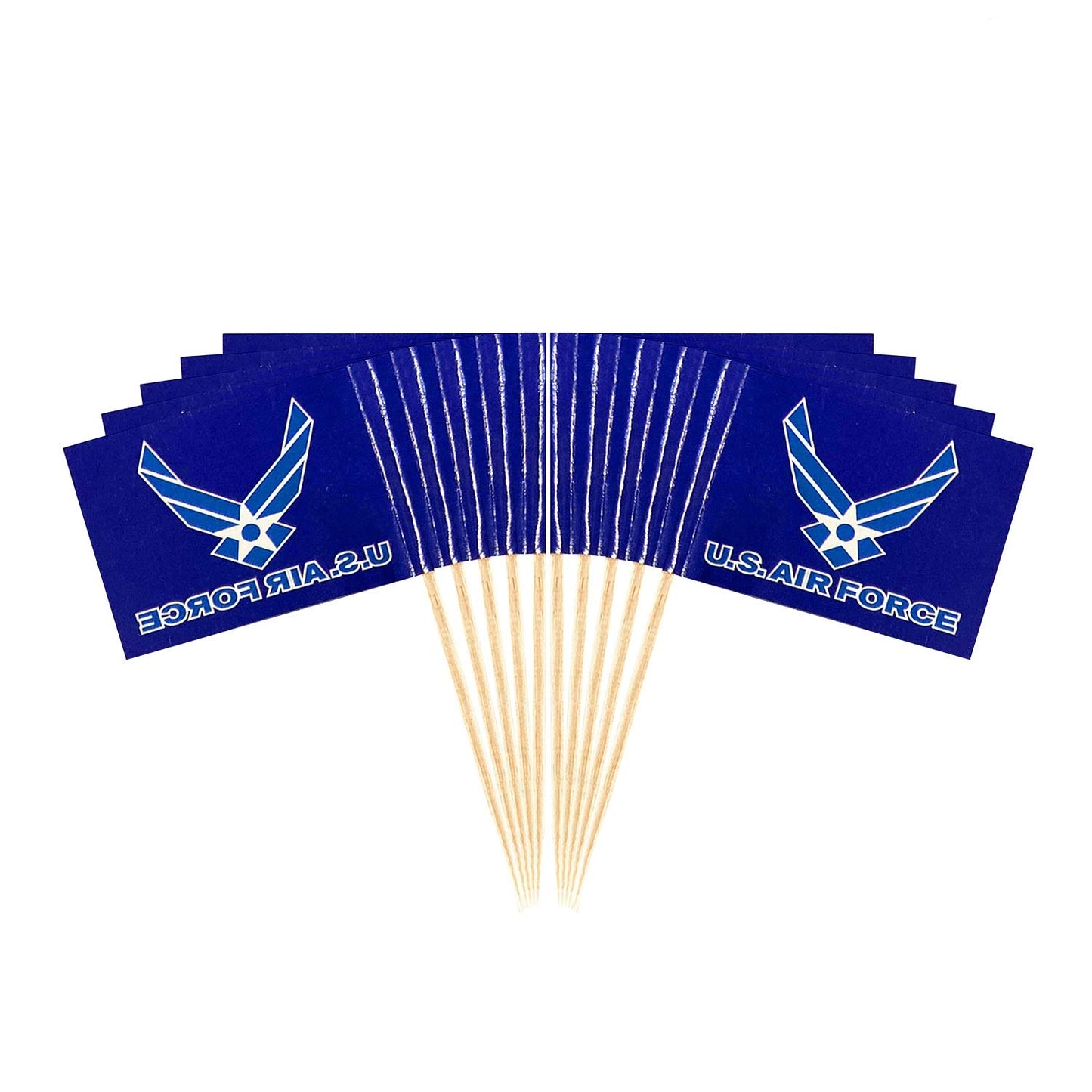 JAVD 100 Pcs US Air Force Wings Cake Topper Flag, Small Mini United States Military Air Force Wings Toothpick Flags On Stick,Decorations Supplies