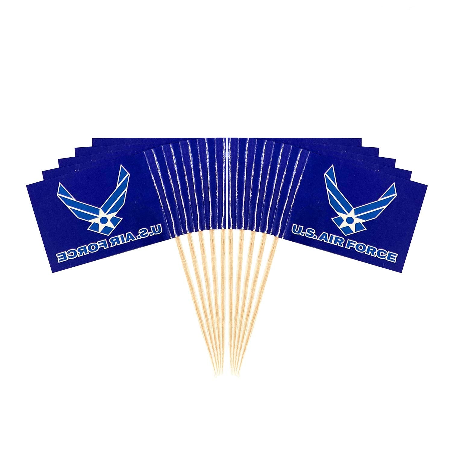 JAVD 100 Pcs US Air Force Wings Cake Topper Flag, Small Mini United States Military Air Force Wings Toothpick Flags On Stick,Decorations Supplies