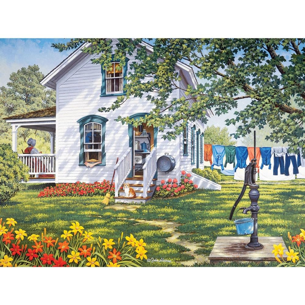 Bits and Pieces 300 Piece Puzzles for Adults - Summer Kitchen - 300 Large Pieces 18" x 24" Jigsaw Puzzles, Americana Country Farmhouse, No 2 Pieces