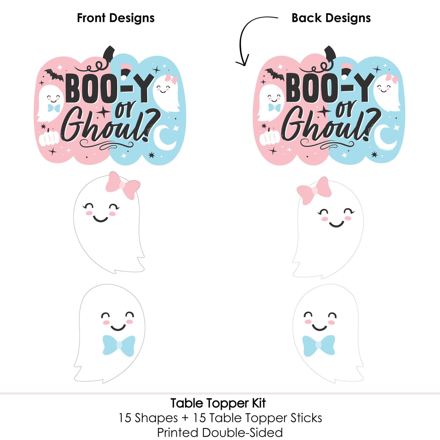 Big Dot of Happiness Boo-y or Ghoul - Halloween Gender Reveal Party Centerpiece Sticks - Table Toppers - Set of 15
