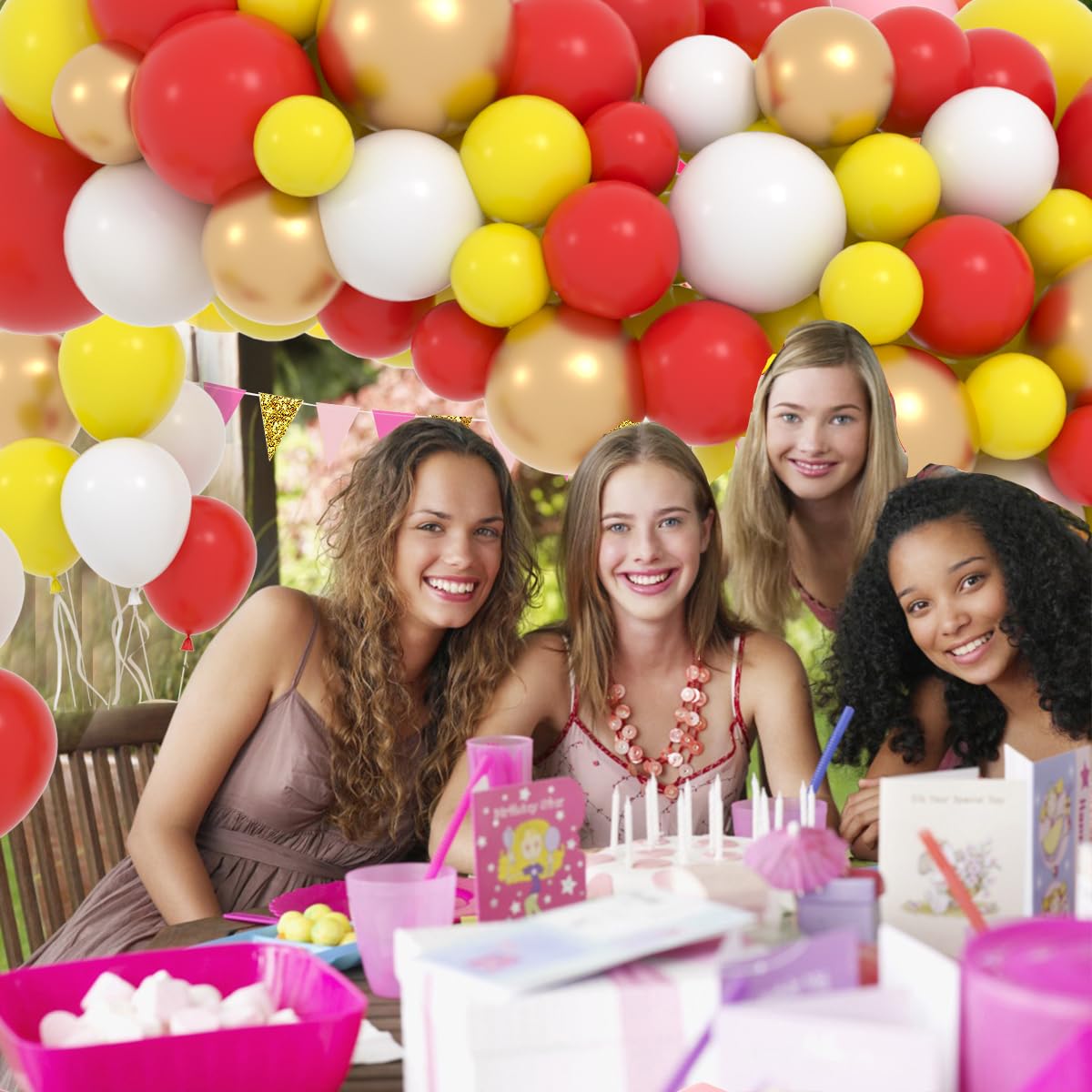 Red Yellow White Balloon Garland Arch Kit, 142PCS Yellow White and Red Balloons Metallic Gold Balloons for Crawfish Theme Birthday Wedding Engagement