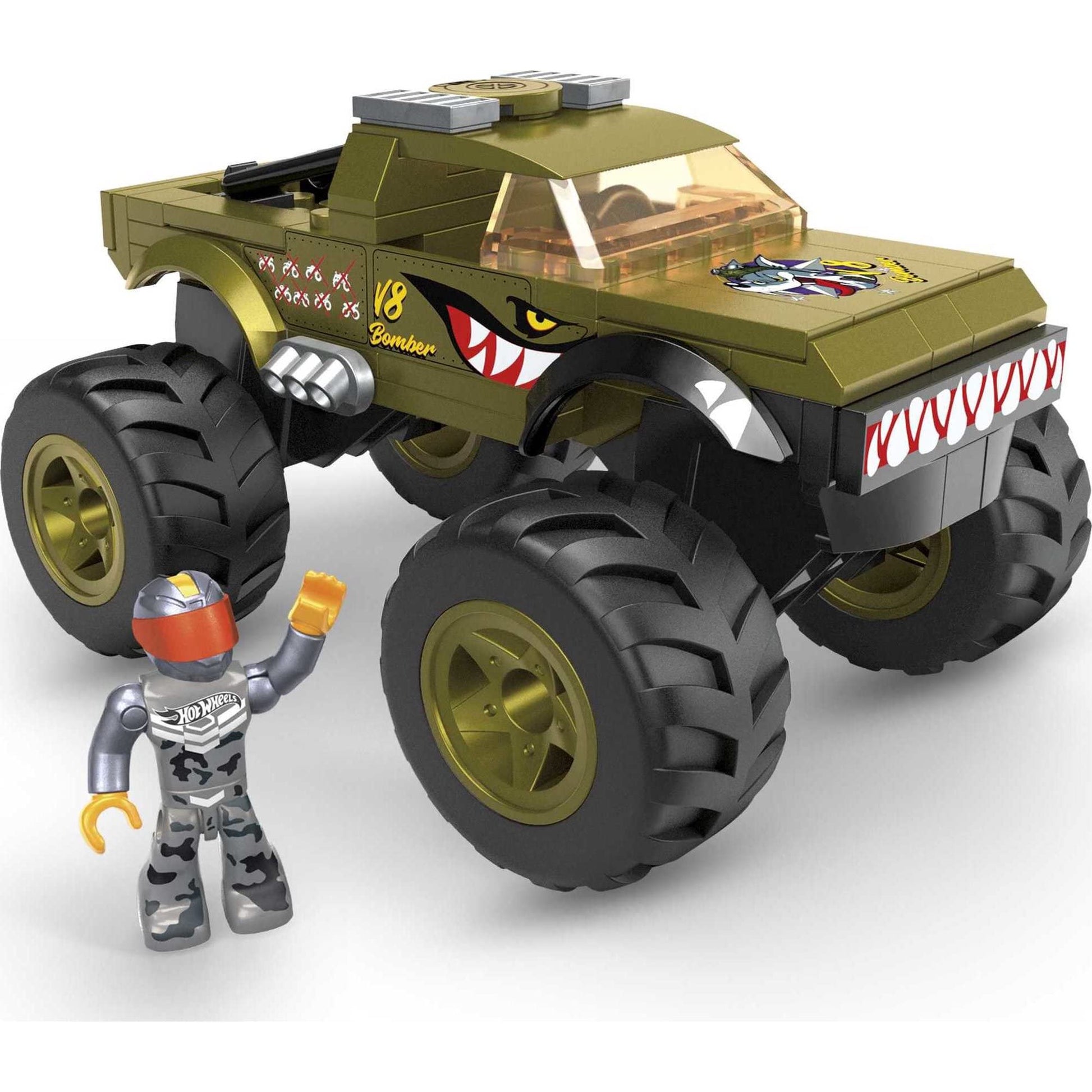 Mega Hot Wheels V8 Bomber Monster Truck Building Set with 86 Pieces
