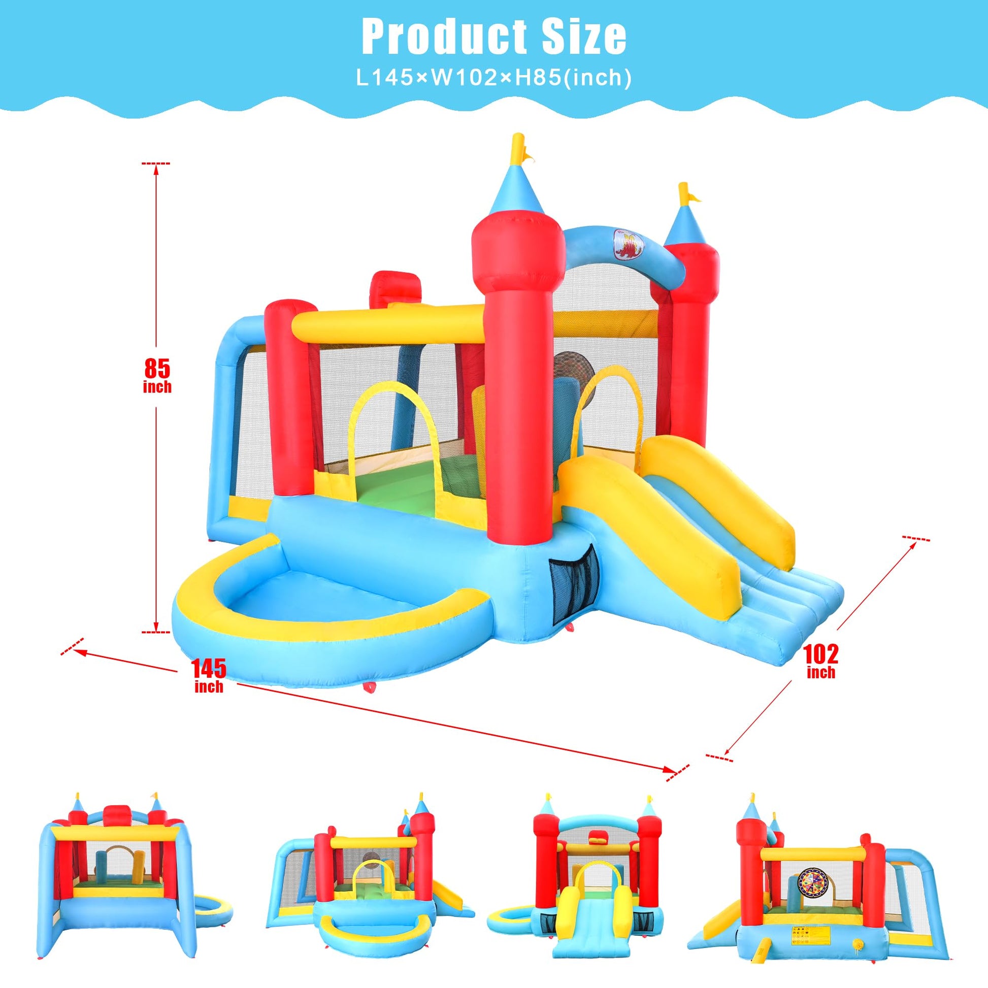 WELLFUNTIME Inflatable Bounce House with Blower, 9 in 1 Kids Bouncer