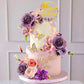 Flower Cake Topper Purple Cake Decorations with Artificial Flowers Butterfly Balls for Wedding Birthday